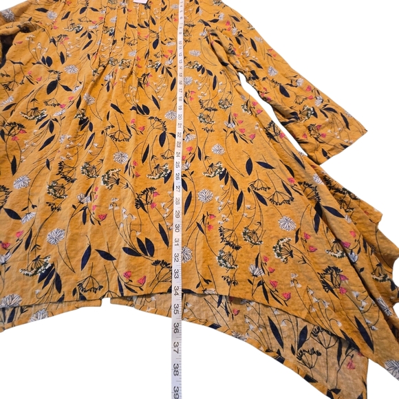 NWT Gracila Yellow Gold Print Button Back Tunic Top Or Short Dress Size 3X E44 - Picture 6 of 6
